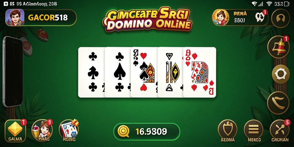Tampilan antarmuka gameplay Domino GACOR518 yang menarik.