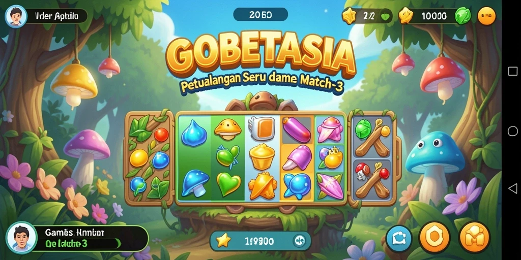 Tampilan gameplay seru di GOBETASIA dengan keseruan Match-3.