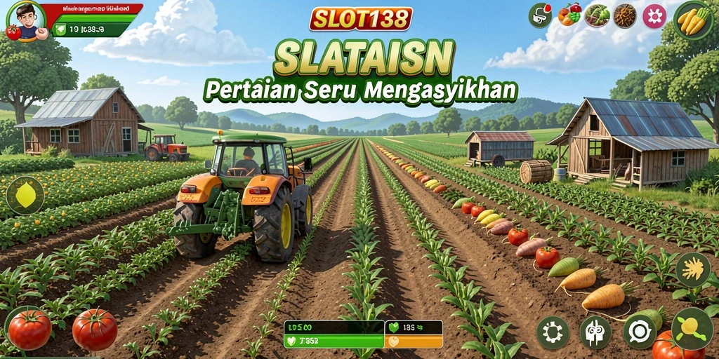 Tampilan gameplay SLOT138 yang mendebarkan dengan kegiatan bertani.