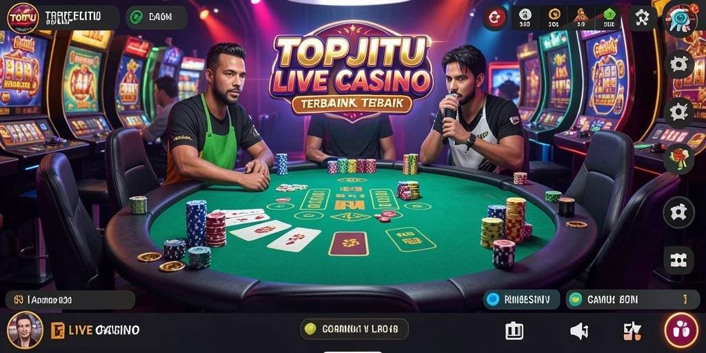 Screenshot menunjukkan suasana seru dari permainan Live Casino TOPJITU.